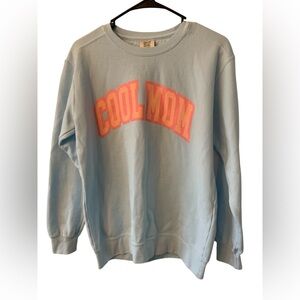 Cool Mom Comfort Colors Crewneck Sweatshirt Blue And Pink Size Small